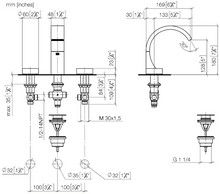 Load image into Gallery viewer, CYO 20710811-47 (XV-014236) three hole basin mixer in champagne + CYO 11283811-00 Handle Insert Set Hot &amp; Cold in Polished Chrome

