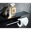PF-HK1916-MB paper holder in matt black with shelf and logo