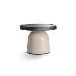 Thick top TO-1830 Small Table Top, D480 mm, Top Dark Brown & TO-1833 Low base, 350h mm, Frame Eco Light Brown
