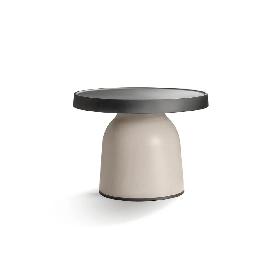 Thick top TO-1830 Small Table Top, D480 mm, Top Dark Brown & TO-1833 Low base, 350h mm, Frame Eco Light Brown