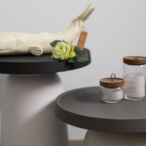 Thick top TO-1830 Small Table Top, D480 mm, Top Dark Brown & TO-1833 Low base, 350h mm, Frame Eco Light Brown