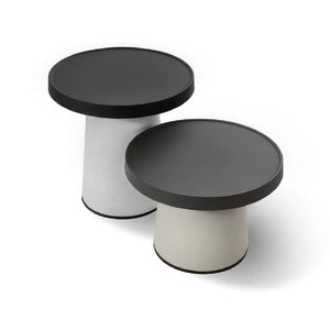 Thick top TO-1830 Small Table Top, D480 mm, Top Black & TO-1835 High base, 500h mm, Frame Eco White