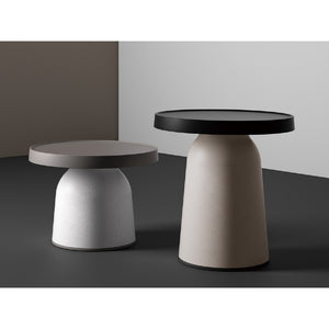 Thick top TO-1830 Small Table Top, D480 mm, Top Black & TO-1835 High base, 500h mm, Frame Eco White