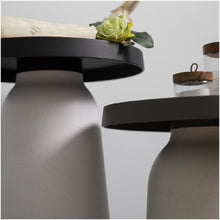 Load image into Gallery viewer, Thick top TO-1830 Small Table Top, D480 mm, Top Black &amp; TO-1835 High base, 500h mm, Frame Eco White
