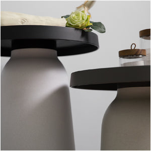 Thick top TO-1830 Small Table Top, D480 mm, Top Black & TO-1835 High base, 500h mm, Frame Eco White
