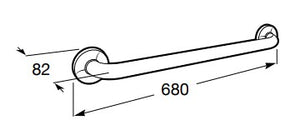 A816928001 Access straight grab bar 680 mm in chrome