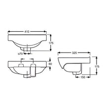 Load image into Gallery viewer, WBAAWR111WW Windsor hand washbasin 410 mm in white with one taphole
