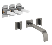 Load image into Gallery viewer, MEM 36717782-99 + 3572097090 Wall-mounted Twin Handle Basin Mixer in Dark Platinum Matt
