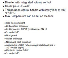 Load image into Gallery viewer, 36426831-00 thermostat with two function volume control with 3542497090  concealed part, 28649831-00 wall mounted rain shower &amp; 13801831-00 bath spout in Chrome
