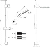 Load image into Gallery viewer, 318MP-NO hand shower, 317IDNO sliding bar &amp; 332CN2G150NO Flexible hose 150 cm in matt black
