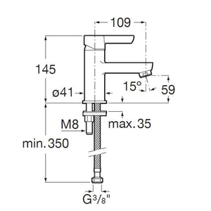 A5A327EC0K (EU) Estreia single lever basin mixer with pop up drain waste set in chrome plated