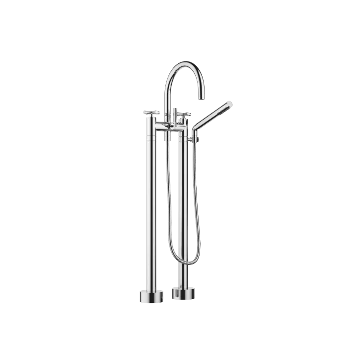 Tara. 25943892-00 Floor-mounted Twin Handle Bath Mixer In Chrome w/concealed part