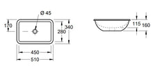 Load image into Gallery viewer, 616310.01 undercounter washbasin, size: 450 x 280mm (overall size: 510 x 340mm), white (01)
