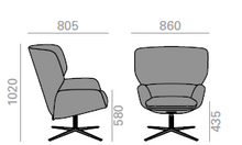 Load image into Gallery viewer, 00213561 Andreu World Nuez Lounge BIO BU2742 Armchair with Tilting mechanism, 805w x 860d x 1020h mm, Frame Black Powder coating, Fabric Fiord 2 151, Shell Black 6006, Glide TS0414 Felt with plastic
