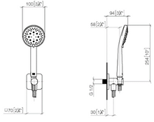 Load image into Gallery viewer, 36426970-33 thermostat with two function volume control with 3542597090  concealed part, 28649832-69 wall mounted rain shower &amp; 27803832-69 Hand shower set in Soft Black
