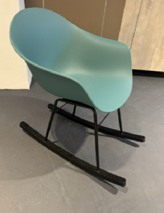 Ta TO-1533 + TO-1503-CW Rocking Chair , 590w x 785d x 800h mm, Frame Metal Black, Base Ash Stained Walnut, Shell Ocean Blue