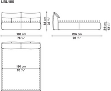 Load image into Gallery viewer, Bamboletto LBL180 Bed, 1950w x 2350d x 830h mm, Fabric Sila 2823257, RD2 Bed Pair of slatted bases, 1790w x 1990d x 40h mm with flexible slats and iron frame
