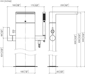 25963979-00 Floor-mounted Twin Handle Bath Mixer w/Handshower Set in Polished Chrome