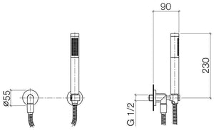 47257.238 wall-mounted shower in mirror steel, 38269.031_38794.031 2-way Thermostatic Mixer & 27802892-00 hand shower set in Chrome