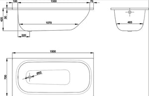 BetteForm 2941 enamelled press steel bathtub 1500 x 700 mm [鋼板浴缸] in white (slightly defective)