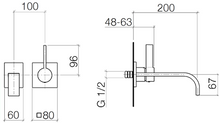 Load image into Gallery viewer, MEM Wall mounted basin mixer 36812782-06 + 3580697090 in Platinum Matt
