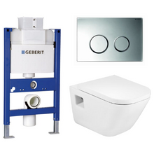 Load image into Gallery viewer, 224.158.00.1 concealed cistern, Kappa 21 115.240.KN.1 flush actuator in matt &amp; chrome,  A346477000 (EU) + A80147200B (EU) Gap wall-hung WC in white
