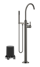 Load image into Gallery viewer, VAIA 25863809-99 + 3594597090 Floor-mounted Single-lever Bath Mixer w/Handshower Set in Dark Platinum Matt
