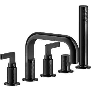 Inciso 58040.706 5-hole bath mixer with diverter in black metal