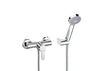 L20 wall-mounted shower mixer in chrome with 1.50 m flexible shower hose, handshower and swivel wall bracket