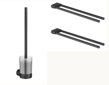 Load image into Gallery viewer, 83210832-69 Towel bar in two parts non-swivel &amp; 83900832-69 Toilet brush set in Soft Black
