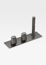 Load image into Gallery viewer, 5a2676.Vg0 Thermostatic Bath Mixer in Nero with Handshower for other Bathtubs with Bath Filler, Pop Up Waste and Overflow
