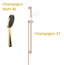 Load image into Gallery viewer, 26413979-47 Slide Bar &amp; Hose in Champagne + 28014979-46 hand shower in Champagne Matt
