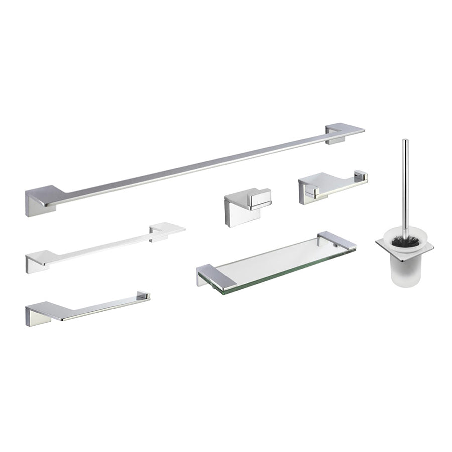 Bauhaus 7 pieces bathroom accessories bundle in Chrome with logo