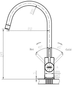 CT 9015C U-shape sink mixer in chrome