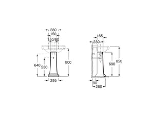 A3270A0000 (EU) Carmen wall-hung viterous china basin 800x500x225 mm in white