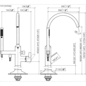 VAIA 25863809-00 Floor-mounted Single-lever Bath Mixer w/Handshower Set in Polished Chrome and concealed part