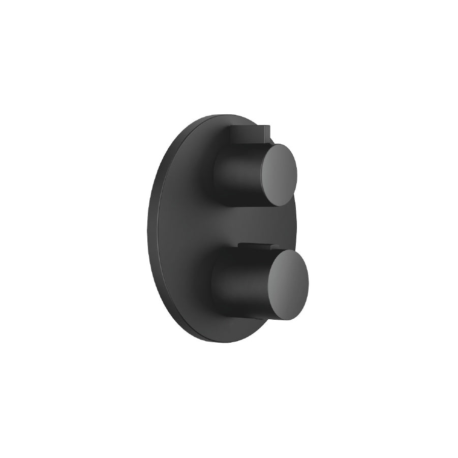 36426970-33 Wall-mounted Thermostatic Bath/Shower Mixer Trim Part Two-way in Matt Black with 3542597090 Wall-mounted Thermostatic Shower Mixer Concealed Part