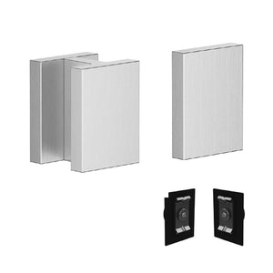 Symetrics 11000980-00 Glass Door Handle with 11001980-00 cover in Polished Chrome and 2 packs of 1235097090 Mounting Kit