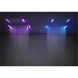 57927.238 Colour multifunction system 500 x 500 mm in mirror steel with rainfall, waterfall and mist function, 45206.030 Thermostatic Mixer with 3 Separate Exits in Copper PVD