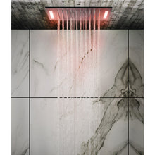 Load image into Gallery viewer, 57927.238 Colour multifunction system 500 x 500 mm in mirror steel with rainfall, waterfall and mist function, 45206.030 Thermostatic Mixer with 3 Separate Exits in Copper PVD
