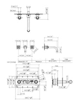 Load image into Gallery viewer, Madison 36712361-00 Wall-mounted Twin Handle Basin Mixer in Polished Chrome with 3570097090 Concealed centred spout part
