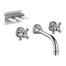 Load image into Gallery viewer, Madison 36712361-00 Wall-mounted Twin Handle Basin Mixer in Polished Chrome with 3570097090 Concealed centred spout part

