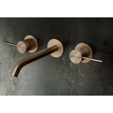 Load image into Gallery viewer, 54092.727 external parts of built-in three-hole basin mixer in brushed brass PVD with spout and 45089.031 built-in part

