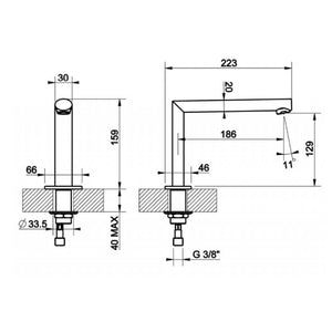 Ovale 23092.031 Countertop Spout 159mm Height in Chrome and Ovale T 23308.031 Separate Control