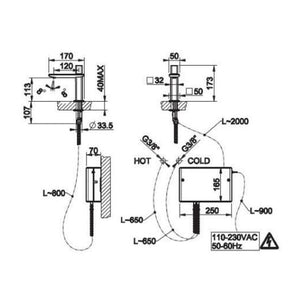 Ispa 41401.031 Basin Mixer in Chrome with Temperature and Flow Pulse Control  29624.031 Box Ispa Touch