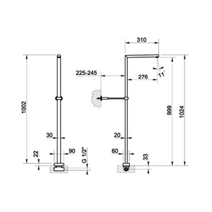 Ovale 23095.031 Floor-Mount Basin Spout 1024 mm with Separate Control  23110.031 External part in Chrome & 46112.031 Concealed part
