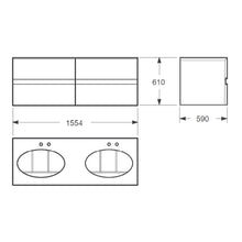 Load image into Gallery viewer, 856716819 Furniture with Two Drawers 1550 X 590 X 570 mm in Silver with 327762.000 Two Undercounter Basins in white

