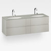 856716819 Furniture with Two Drawers 1550 X 590 X 570 mm in Silver with 327762.000 Two Undercounter Basins in white