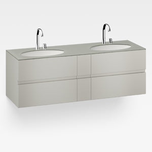 856716819 Furniture with Two Drawers 1550 X 590 X 570 mm in Silver with 327762.000 Two Undercounter Basins in white