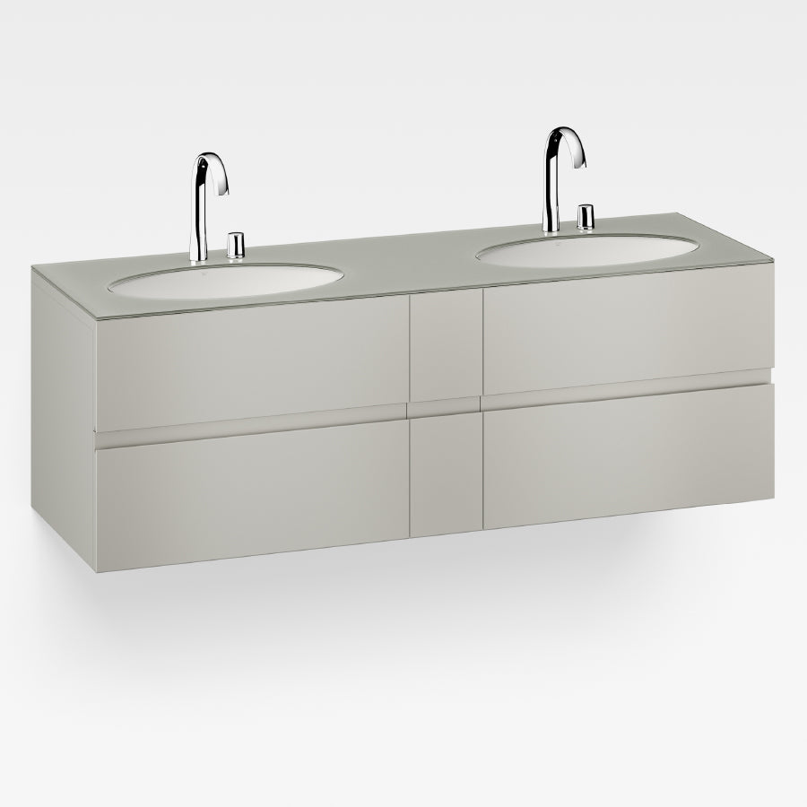 856716819 Furniture with Two Drawers 1550 X 590 X 570 mm in Silver with 327762.000 Two Undercounter Basins in white